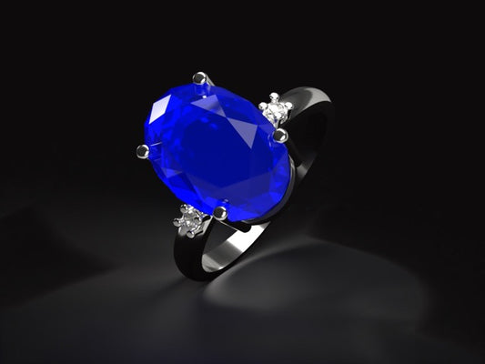 Handmade gold or platina ring with 1.49 ct. natural Royal blue Sapphire & natural Vvs1 high quality Diamonds.