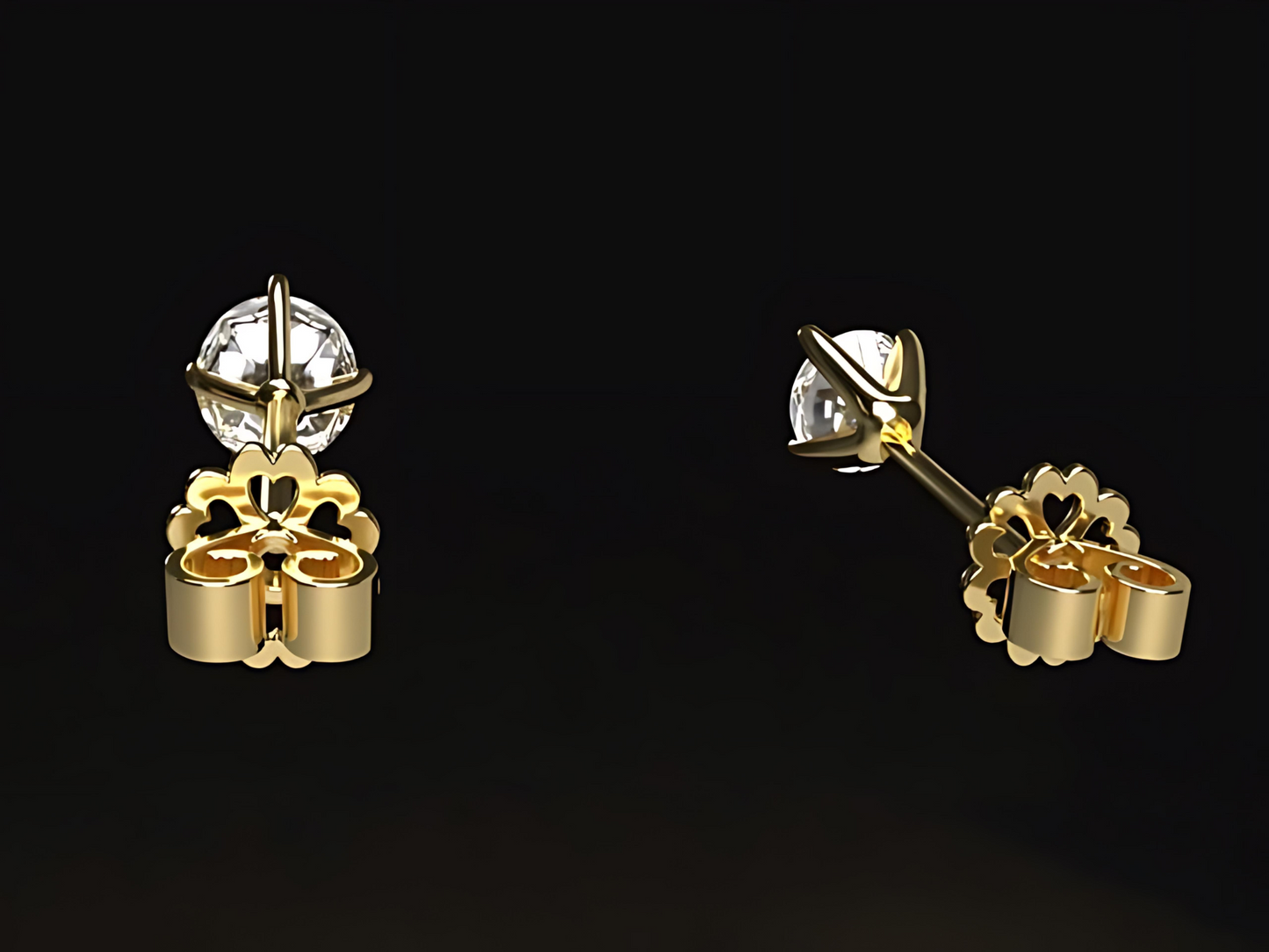 Handmade gold earrings with Vs high quality natural Diamonds.