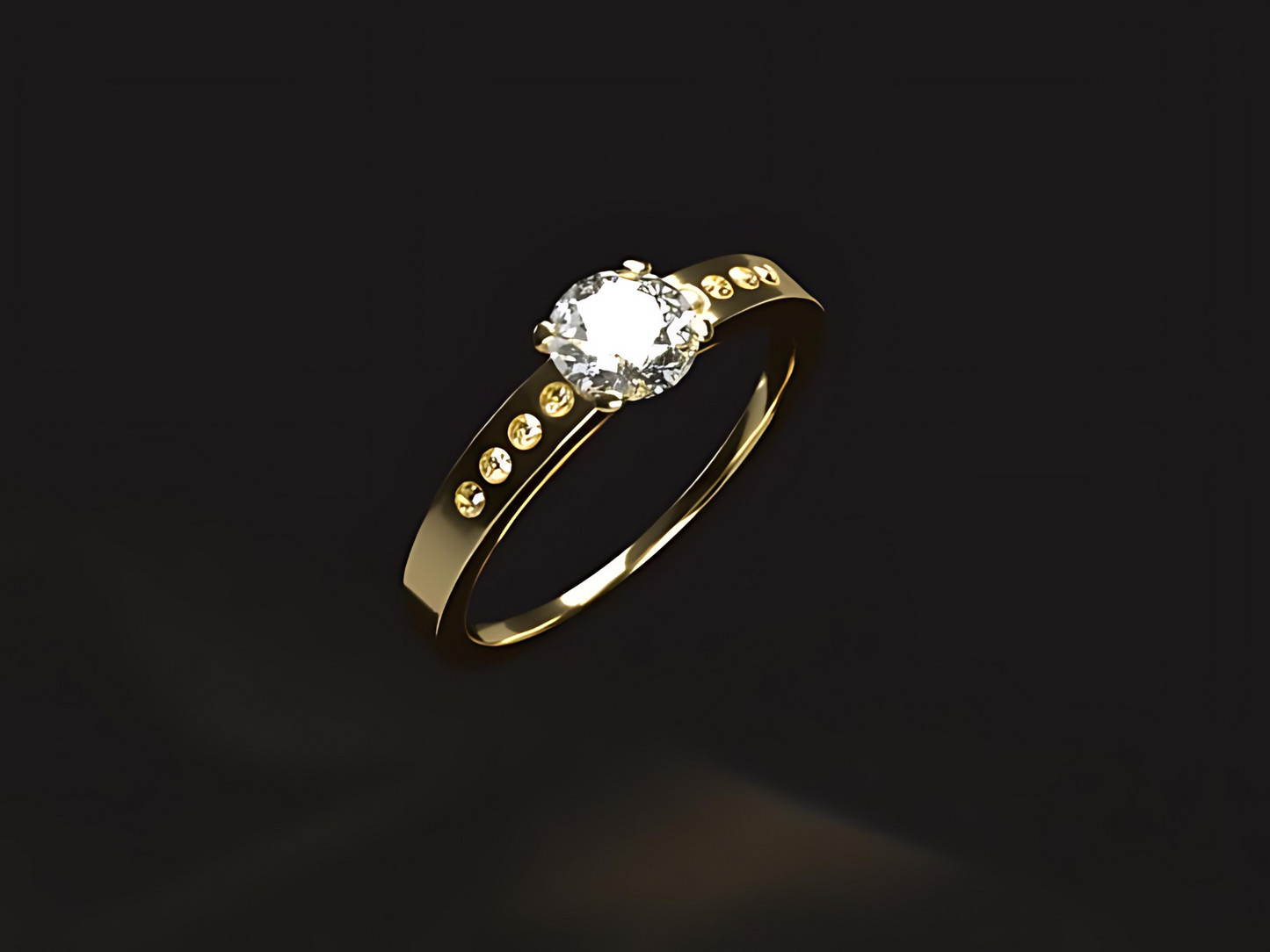 Handmade gold ring with natural 0.66 ct. Vs high quality Diamonds.