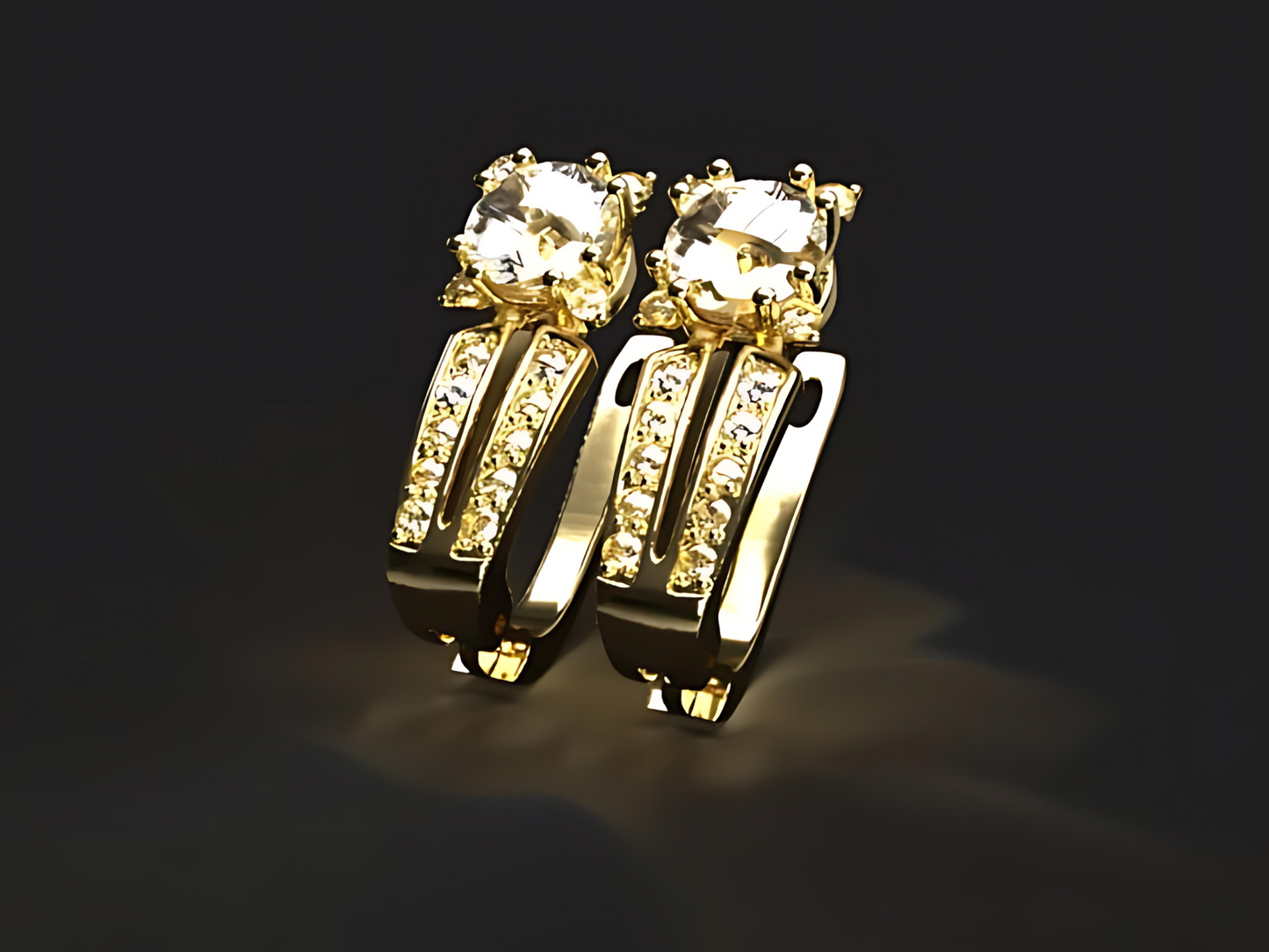 Handmade gold earrings with natural Vs high quality Diamonds.