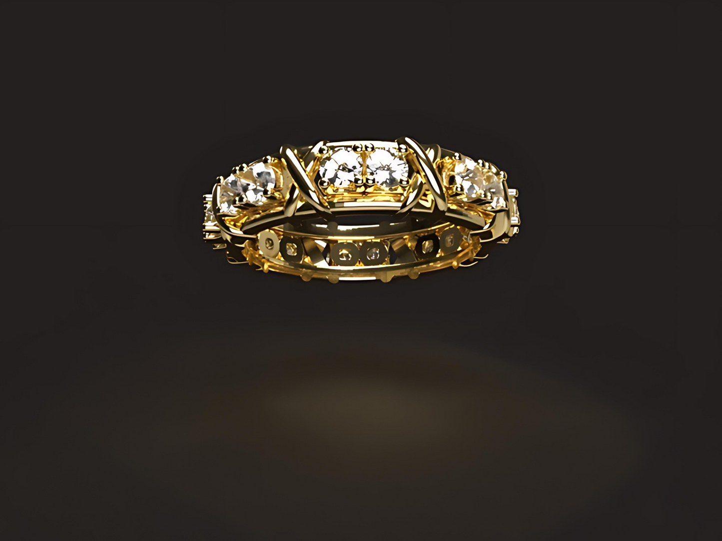 Handmade eternity gold ring with 1.6 ct. natural Vs high quality Diamonds.