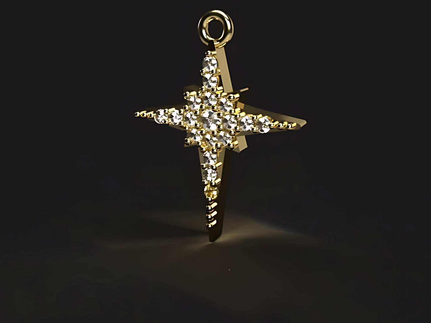 Handmade gold star pendant for necklace with natural 2 ct. Vs high quality Diamonds.