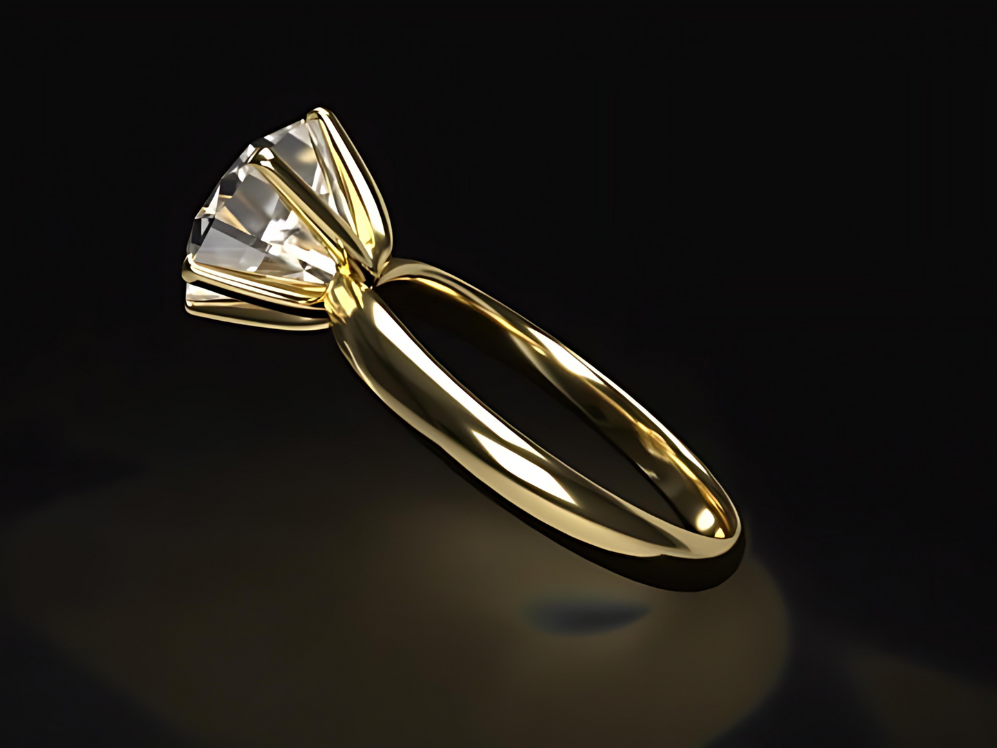Handmade 14K gold ring with natural Vs high quality Diamond. IGI certificate.