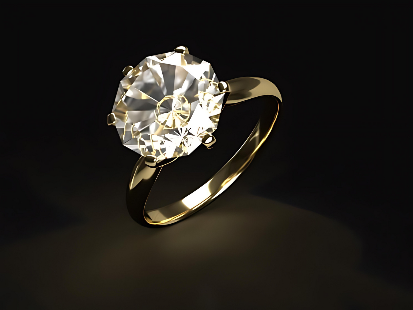 Handmade 14K gold ring with natural Vs high quality Diamond. IGI certificate.