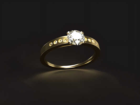 Handmade gold ring with natural 0.66 ct. Vs high quality Diamonds.