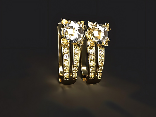 Handmade gold earrings with natural Vs high quality Diamonds.