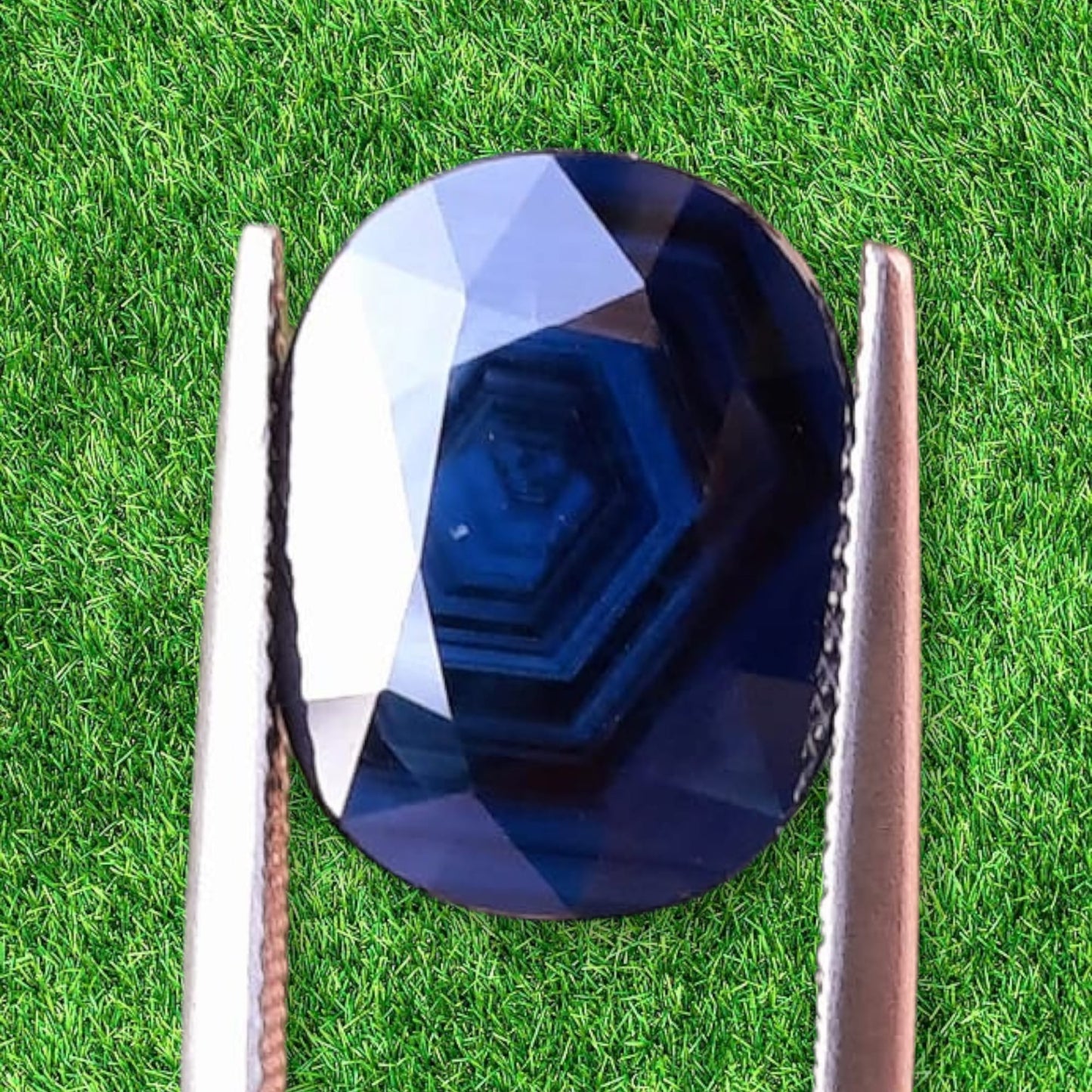 Explore our exclusive 7.82 ct. collectible: a unique, unheated deep, dark blue Sapphire of unparalleled allure.