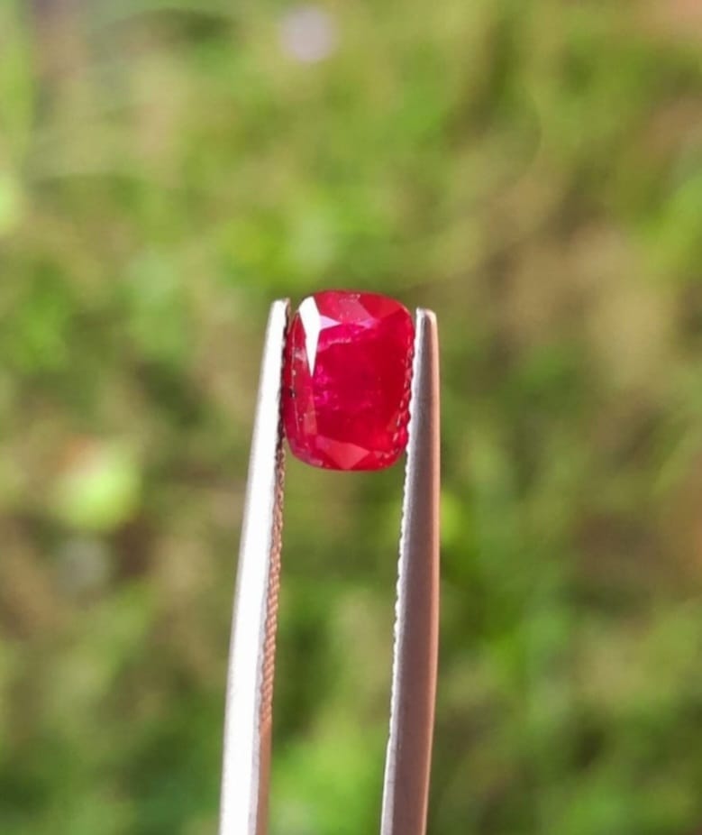 Handmade 14K gold ring with natural unheated 0.77 ct. Kashmir red Ruby.
