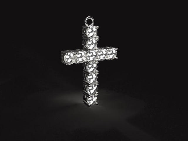 Handmade gold cross pendant for necklace with natural 1.1 ct. Vs high quality Diamonds.