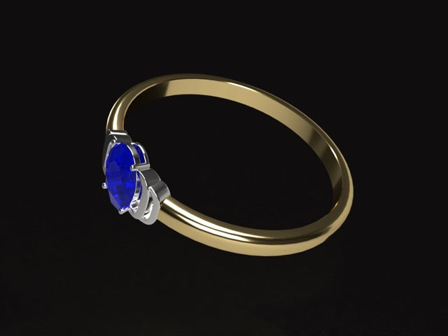 Handmade mix colors gold ring with 1.39 ct. natural Royal blue Sapphire.