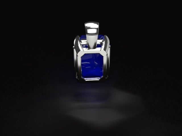 Handmade gold or platina pendant for necklace with unheated 1.26 ct. natural Royal blue Sapphire.