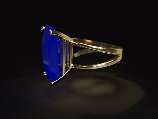 Handmade gold or platina ring with heated 0.84 ct natural Royal blue Sapphire.