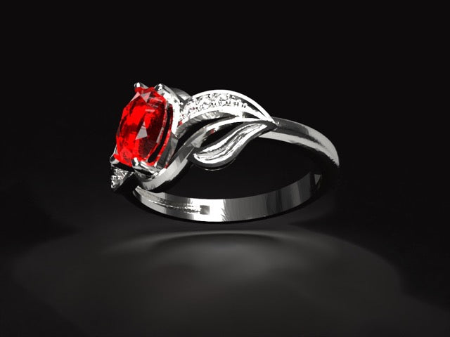 Handmade gold or platina ring with 0.61 ct. unheated natural Burmese red Ruby & Vvs1 high quality natural Diamonds.