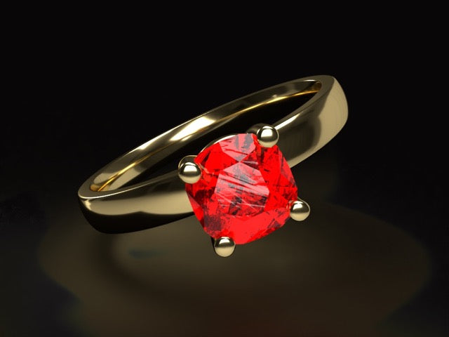 Handmade 14K gold ring with natural unheated 0.86 ct. Kashmir red Ruby.