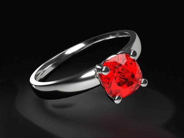 Handmade 14K gold ring with natural unheated 0.86 ct. Kashmir red Ruby.
