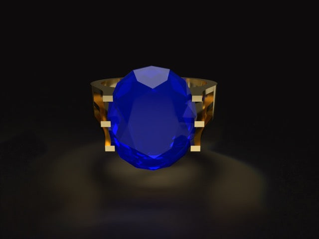 Handmade gold or platina ring with unheated 1.72 ct. natural blue Sapphire from Sri Lanka.