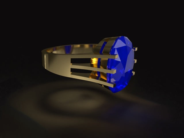 Handmade gold or platina ring with unheated 1.72 ct. natural blue Sapphire from Sri Lanka.
